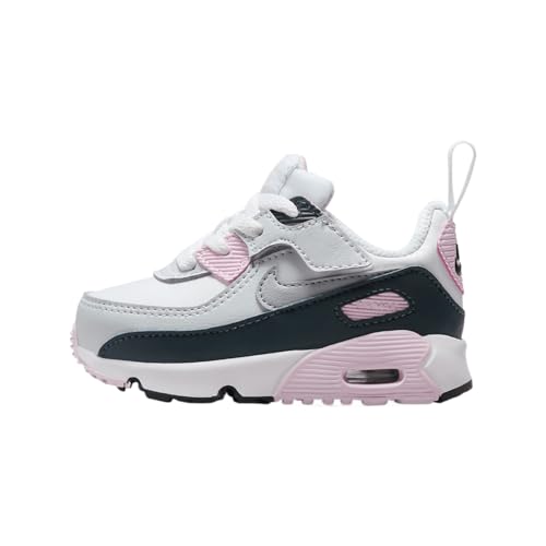 Nike Air Max 90 EasyOn Baby/Toddler Shoes (HF6359-104, Shown: White/Pink Foam/Armory Navy/Wolf Grey) Size 4