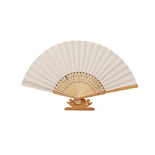 ENEN Ventaglio da Borsetta Carta, Pieghevole Ventagli Ventaglio Giapponese, Ventagli Matrimonio, per la Decorazione della Parete Decorazione di Nozze (5 Pezzi,Beige)