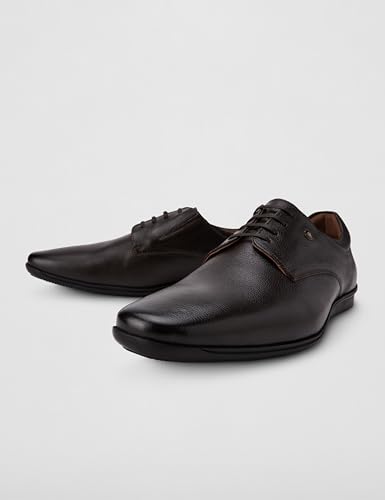 Image of Louis Philippe Men Premium Leather Breathable Lining Material Anti Slip Flat Heel TPR Sole Formal Derby Shoes