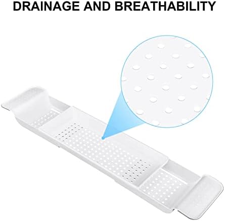 YORKING Bath Rack Trays Adjustable Bathtub Caddy Tray Bathroom Rack Shelf Retractable Bathroom Accessories Board Bathroom Trays for Place Candles Wine Glass Book Phone Pad Holder (White)