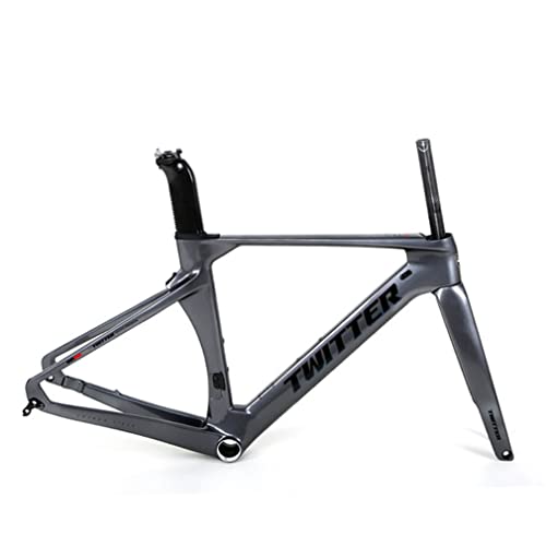 QHIYRZE Carbon Fiber Breaking Wind Road Bikes Frameset Disc Brake Bicycles Racing Frame Thru Axle Internal Wiring 46/48/50/52/54cm,for 700C Wheel (Color : G, Size : 50CM)