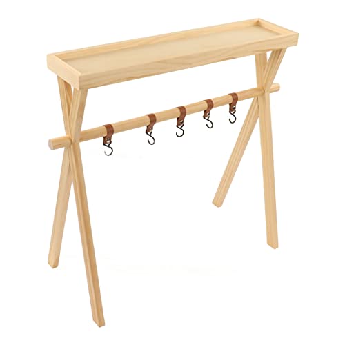 Table de camping pliante en bois massif de qualité SEAFRONT avec trépied stable - 6