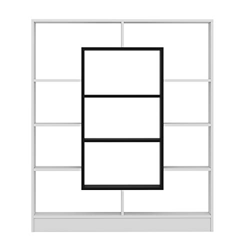 Homidea Venus Bookcase - Room Divider - Free Standing Shelving Unit For Living Room Or Office In A Modern Design (White/Black) #TOP4