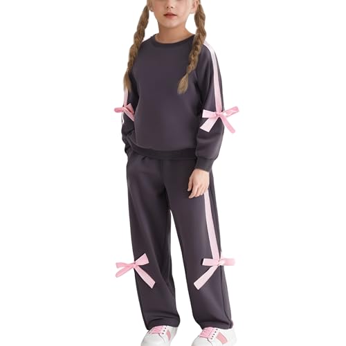 Image of 2025 Girls Sweatsuit Set Cute Hooded Sweatshirt & Jogger Pants with Pocket Casual Outfuts Set