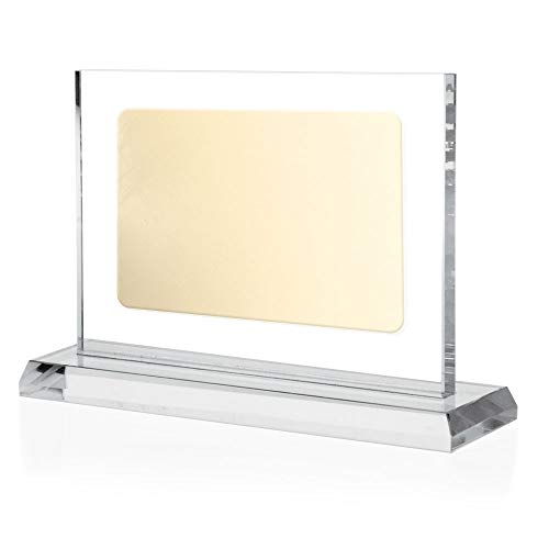 Trofeos Martínez - Placa Conmemorativa/Homenaje de Cristal con Placa grabada a láser 15x11cm, Estuche Incluido. (Oro)
