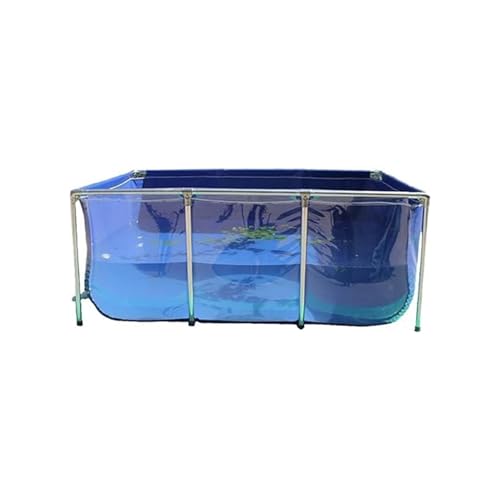 Laghetto per pesci da cortile con pannello di visualizzazione trasparente, valvola di scarico in tela di PVC con telaio in acciaio, ideale per Koi e pesci rossi Bing & Display Tank (140 x 70 x 61 cm)