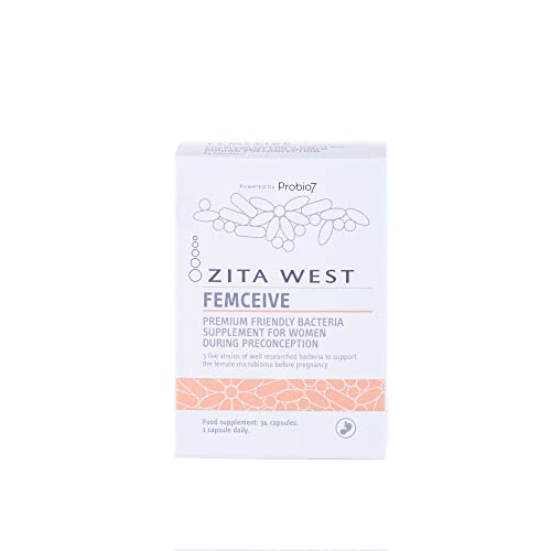 Zita West Femceive Supplement – Premium Friendly Bacteria Supplement for Women During Pre-Conception, Vegan Friendly, 34 Capsules
