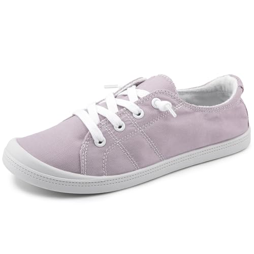 Image of Womens Slip On Shoes, Canvas Low Top Sneakers, Casual Classic Flat Shoes | Comfort Fashion Sneaker with Non Slip Rubber Outsole, Lightweight Tennis Shoes for Walking, Shopping, Picnic, Travel