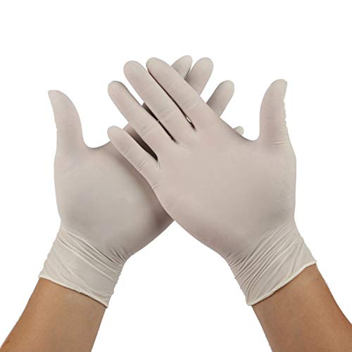 SOP 100pcs Disposable Latex Gloves, White Non-Slip Laboratory Rubber Latex Gloves Household Cleaning Products Thickened Transparent Hygiene Gloves Suitable For Food Service