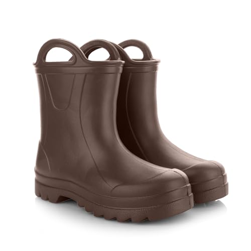 LEMIGO Botas de lluvia para niños muy ligeras de espuma EVA con mango para niños y niñas 735 Doggy, marrón, 30 EU