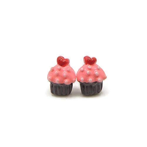 Cupcake Earrings, Plastic Post Studs for Metal Sensitive Ears