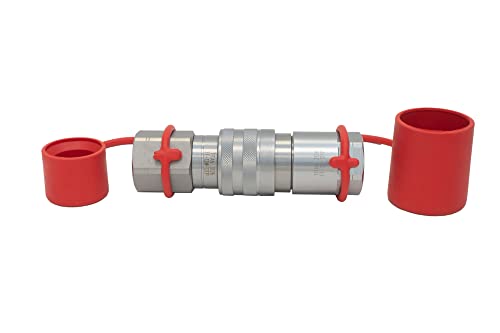 Image of Titan Fittings - 1 /2 inch Skid Steer Hydraulic Couplers - Flat Face Quick Connect Couplers for Bobcat - Couplings Set with Dust Caps