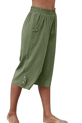 Image of Veatzaer Women's Elastic Waist 3 /4 Capri Harem Pants with Pockets Casual Loose Solid Yoga Trousers S-XXL