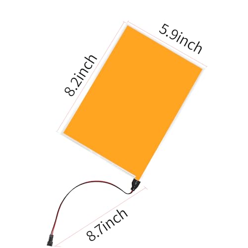 Image of El Panel Backlight 8.2 x 5.9 Inches Electroluminescent El Sheet Panel Light DIY El Cuttable Backlight Paper Lamplamp Sheet Neon for Cosplay Party Decoration Luminous Piece (Orange)