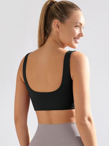 Image of ODODOS Square Neck Sports Bra for Women Wirefree Non Padded Yoga Tank Workout Crop Tops