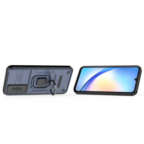 Image of CamShield Pro Case with Slide Camera Protection and 360 Protection Ring Stand Bumper Back Case Cover for Samsung Galaxy A34 5G (Blue)