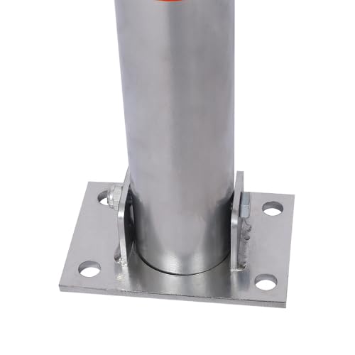 Safety Steel Bollard Post - Foldable Parking Bollard Pole Barrier with Lock & 4 Free Ancher Bolts | Street Pipe Safety Parking Barrier Post for Traffic-Sensitive Area Garage Parking Lot (Gray)
