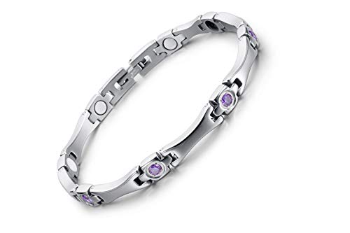 Elegant Stainless Steel Magnetic Bracelet for Women with Colourful Fiber (UZP)
