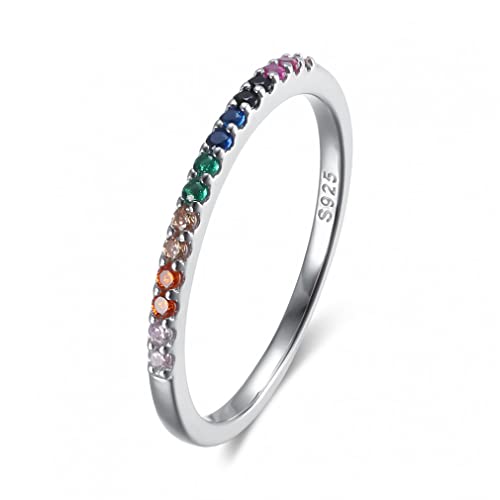 Bagues fines en Zircon coloré S925 bague argent empilable tendance femme