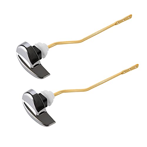 Image of Toilet Tank Flush Lever Replacement, 2pcs Toilet Handle Replacement Trip Levers, Universal Side Mount Toliet Tank Lever Fits Most Toilets, Chrome Finish