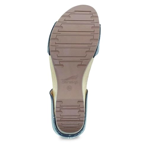 Image of Dansko Tanya Slip-On Wedge Sandal for Women - Cushioned, Contoured Footbed for All-Day Comfort and Support - Hook & Loop Strap with Buckle Detail - Lightweight Rubber Outsole