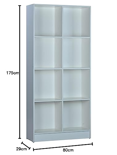 Image of DeckUp Meritus-L 4-Shelf Engineered Wood Book Shelf and Display Unit (White, Matte Finish)