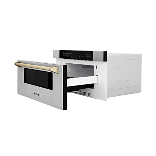 ZLINE Autograph Edition 30" 1.2 cu. ft. Built-In Microwave Drawer in Stainless Steel with Gold Accents - Image 5