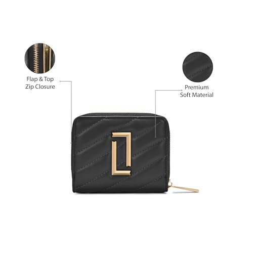 Image of Lavie Luxe Women's Diagonal Flap 25 Quilted Small Zip Wallet | Gift for Women