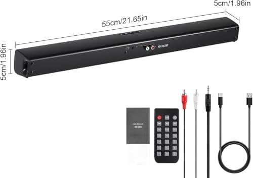 Kabelloser Bluetooth 5.0 Soundbar-Lautsprecher für Fernseher mit Fernbedienung, True Wireless 20 W USB wiederaufladbar,EQ-Modus für Heimkino, Audio, PC, TV, Telefon, Laptop – Bild 8