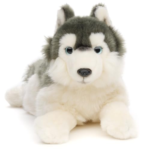 Uni-Toys - Husky grau, liegend - 38 cm (Länge) - Plüsch-Hund - Plüschtier, Kuscheltier