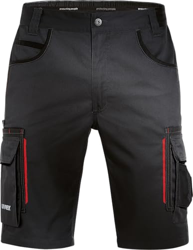 Uvex Tune-Up Herren-Arbeitshose kurz - leichte robuste Männer-Arbeitshosen für den Sommer - 35% Baumwolle - Schwarz/Rot - 50