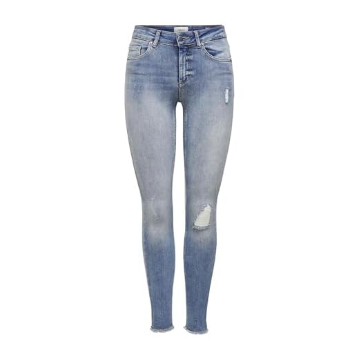 ONLY Damen Onlblush Mid Sk Ank Raw Rea333noos Jeans, Light Blue Denim, XS / 32L