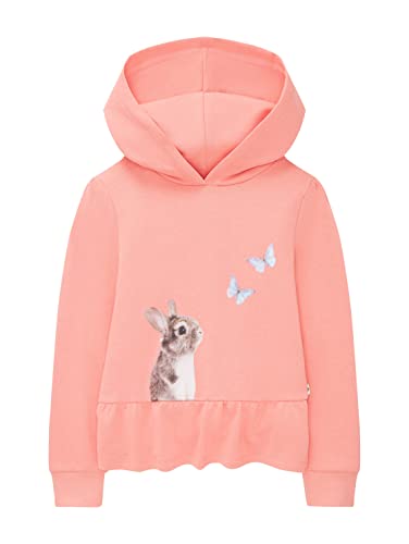 TOM TAILOR Mädchen Kinder Hoodie mit Volant & Print 1035204, Pink, 92-98
