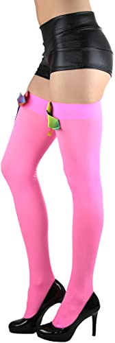 Image of ToBeInStyle Women's Opaque Long Thigh High Stockings w /Decorative Front Satin Bow