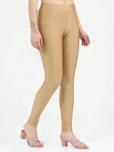 Image of Women's Nylon Shimmer Leggings | Ankle Length | Slim Fit | Stretchable Spandex Leggings | Shiny Finish | Casual Wear & Special Occasion