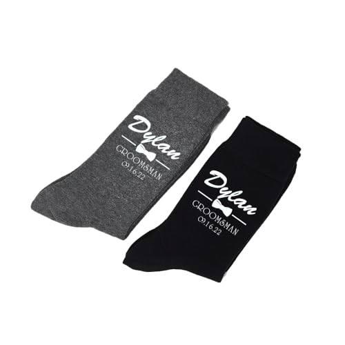 Rosehut Personalized Wedding Groomsmen Socks- Custom Name & Date, Men's Groomsmen Socks Gift,Tailored Wedding Gifts,Keepsake for Special Day