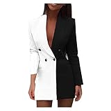 Blazer Jackets for Women Blazers Colorblock Patchwork Long Sleeve V Neck Blazer Dress White Blazer Dress Blazer White Long Dress Skeleton Jacket Blazers for Women