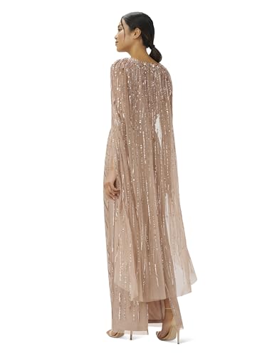 Image of Adrianna Papell Womens Beaded Cape Long Dress