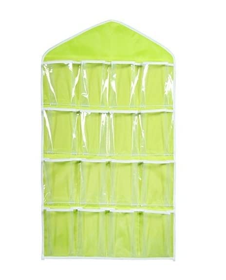 keskrivakeskriva 2PCS Multifunction Wardrobe Clear 16 Pockets Socks Shoe Toy, Underwear Slippers Jewellery Sorting Storage Bag/Door Wall Hanging Closet Organizer, Rack Hanger Storage Organiser Pack of 2