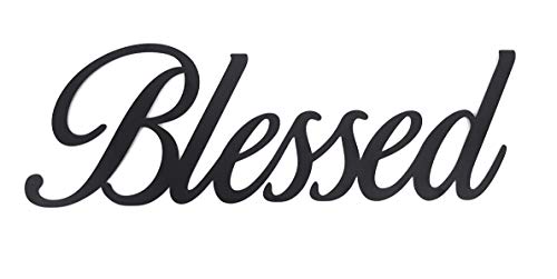 Everydecor Metal Sign Blessed for Wall Decor - Trendy Hanging Word for Home Interior - Decorative Phrase for Living Room Bedroom Kitchen Hall Terrace - Metal Piece of Art