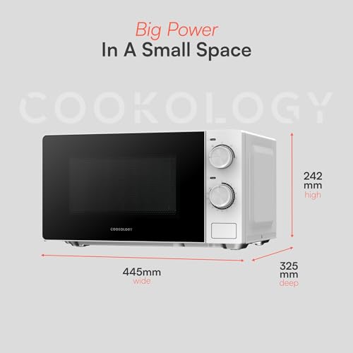 Cookology 20L Freestanding Microwave - 700W Power - 24.5Cm Turntable - 5 Power Modes & Easy‑To‑Use Dial Timer - Quick Defrost Setting - White - 4