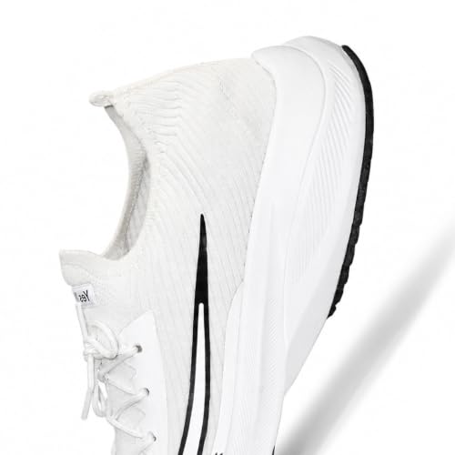 Image of Yes'No Men's Sports Shoes | Lightweight Mesh Running Shoes with Soft Cushioning & Lace-Up Design | Comfortable Slip-On Sneakers for Walking, Jogging, Gym 2 inch Curved Heel, Black