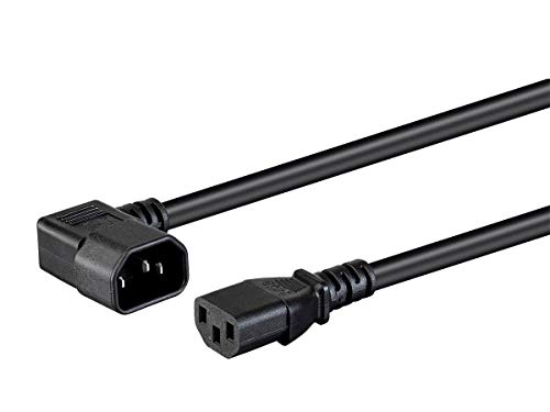 Monoprice Left Angle Extension Cable - 10 Feet - Black | IEC-320-C14 to IEC-320-C13, 14AWG, 15A, SJT, 100-250V