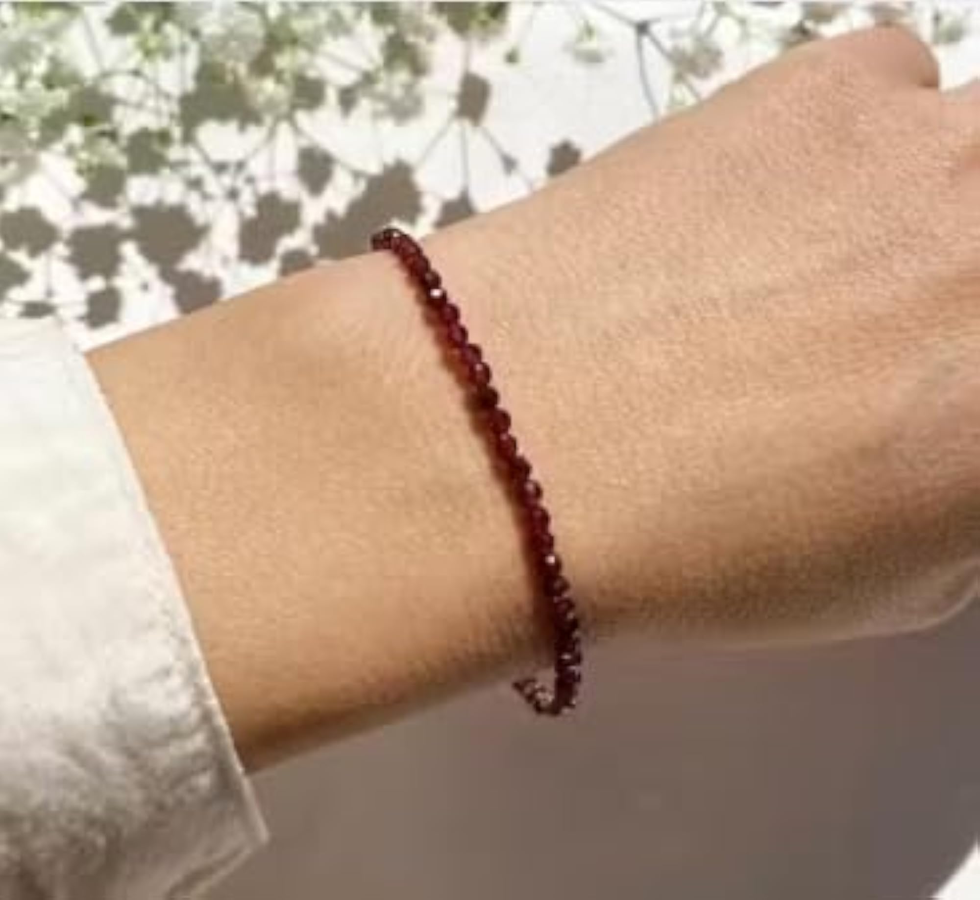 Natural Garnet Stone Handmade Adjustable Anklet for Women