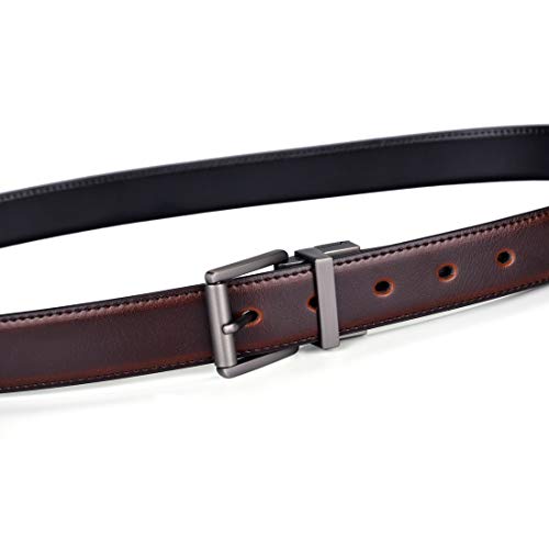 Image of Beltox Men's Belt Dress Casual Reversible Leather 1.1 inch w Roller Buckle Rotated
