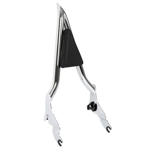 ALMULOO Detachable Motorcycle Backrest Sissy Bar Compatible with 2009-2024 Harley Touring Road King CVO Street Glide Electra Glide Road Glide Ultra Limited 22 Chrome Silvery+Black