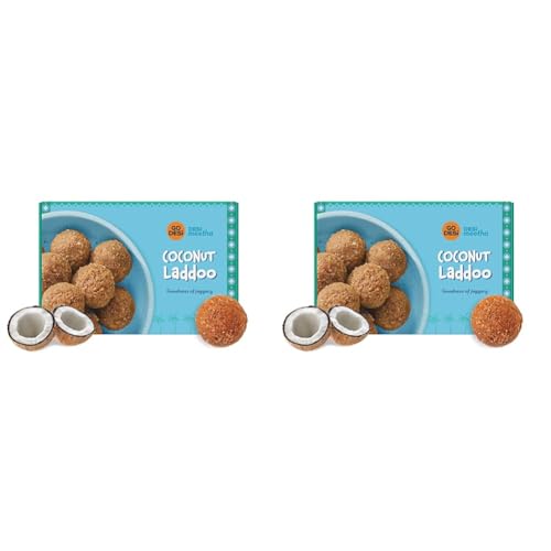 Image of GO DESi Coconut Ladoo, 300 grams, Laddu, Laddoo, Gift for Sister and Brother, Indian Sweets, Mithai Gift (Pack of 2)