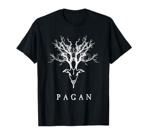 Cultavist Folk Horror Tees - Pagan Tree Horn Goat T-Shirt. Distressed Vintage Style Tee. T-Shirt