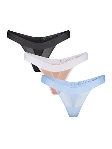 Negative Underwear – Sieve Thongs For Women – Minimal Cut in Subtly Sheer, Naturally Smoothing Belgian Micromesh - 3 Pack