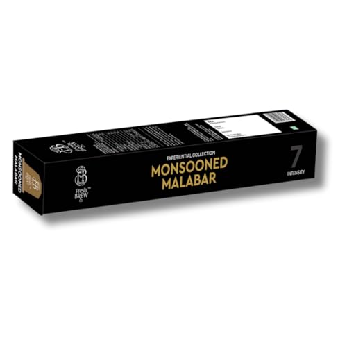 Image of Fresh Brew Co. Monsooned Malabar Coffee Capsules | Intensity 7 | Single Origin 100% Arabica | Nespresso Compatible | Compostable | Aluminium Pods | 10 Capsules Per Pack (Pack of 3)
